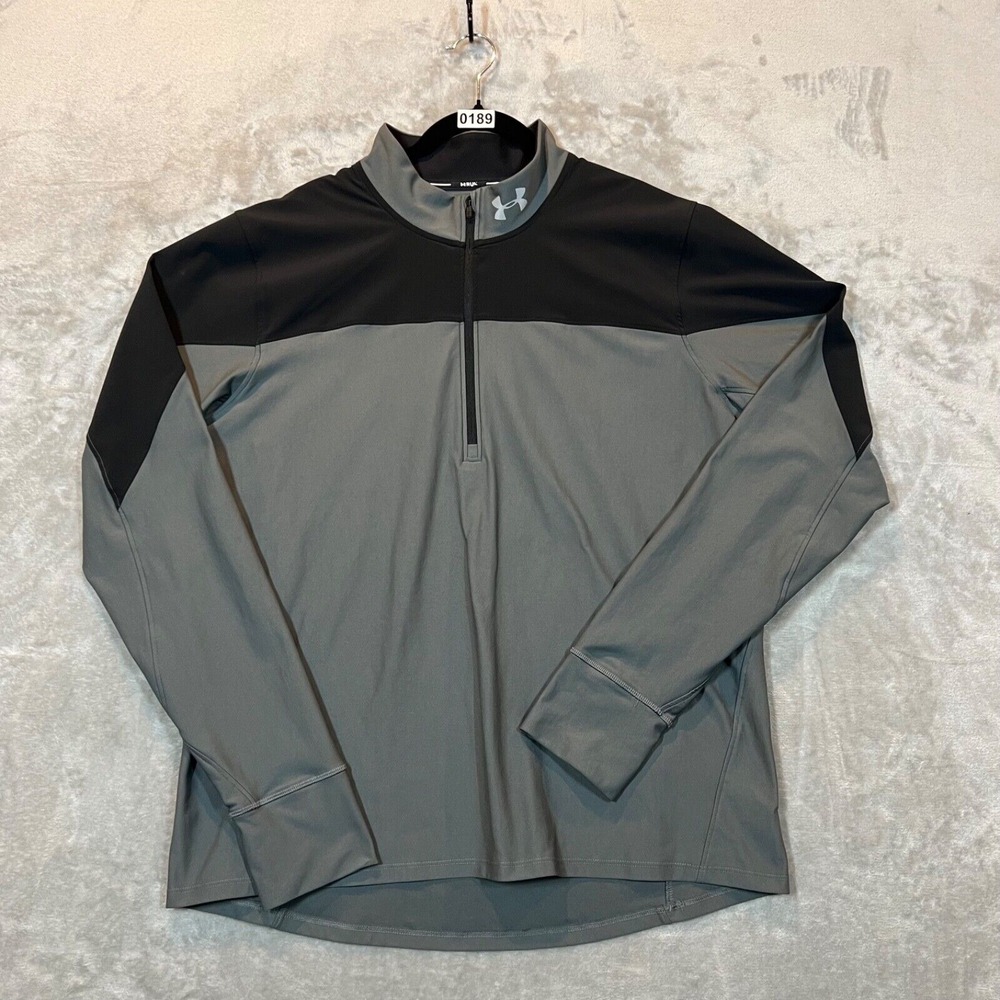 Under Armour Qualifier Run Half Zip Run Pullover Mens XL Grey/Black‎ Heatgear
